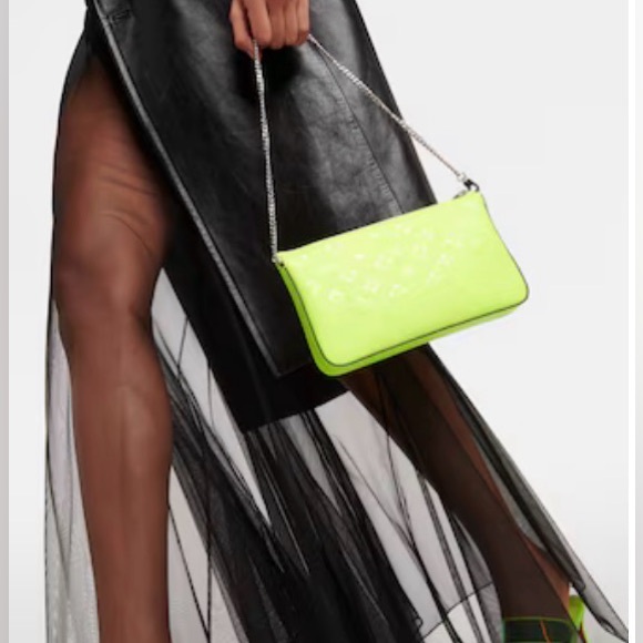 Christian Louboutin Loubila Leather Clutch — Neon Green / Like New - Picture 7 of 8